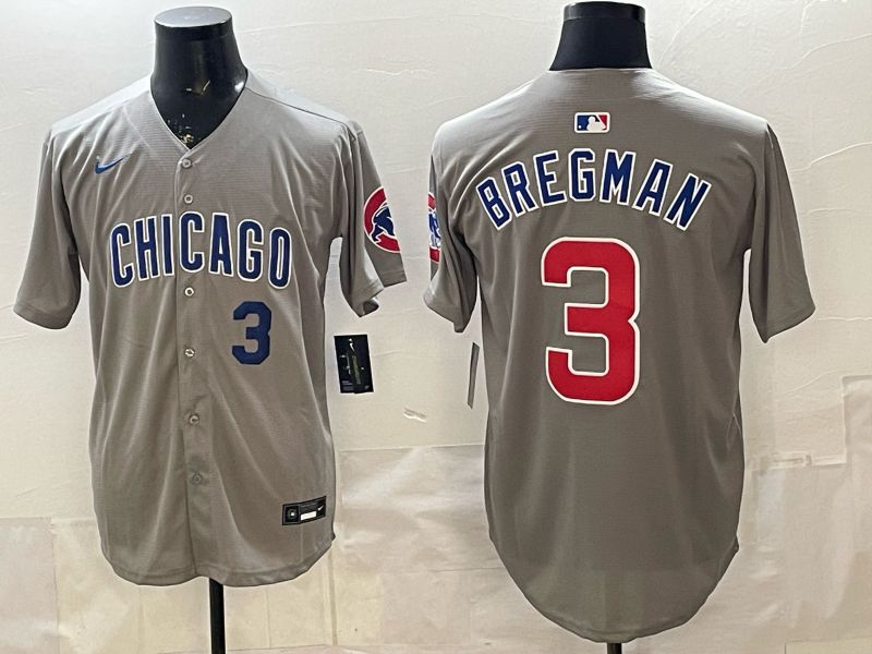 Men 2026 Chicago Cubs #3 Bregman Grey Game Nike MLB Jersey style 003->chicago cubs->MLB Jersey